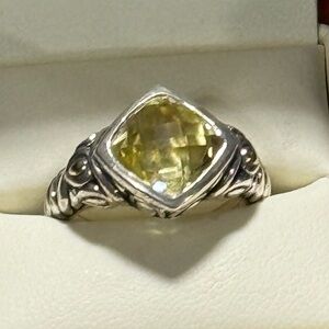 John Hardy Diamond Shaped Quartz  Ring 9x9mm stone Size 7.5-8